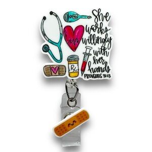 Bible Verse Christian cute Nurse Retractable Badge Holder Christmas Gift c1